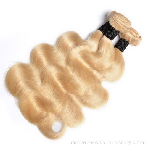 Cuticle Aligned Blond 613 Brazilian Virgin Hair Body Wave Human Hair 2/3 Bundles Machine Hair Weave Remy Stock within 24 Hours